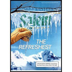1987 Salem Cigarettes Vintage Print Ad Icicles Ice Storm Mountains 80s Wall Art